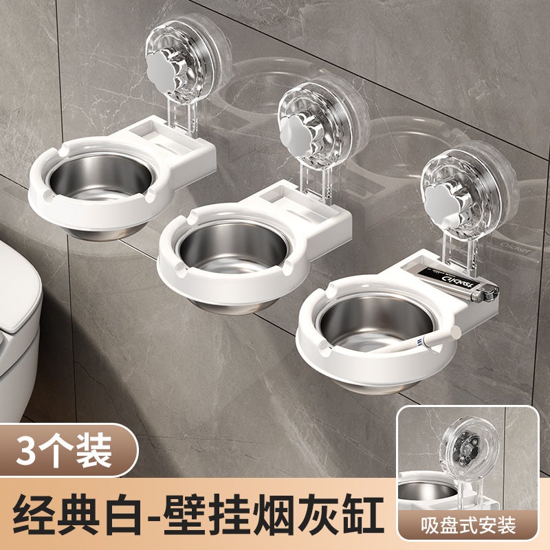 Creative Wall-Mounted Ashtray Household Toilet Bathroom Personalized Stainless Steel Ashtray Hole-Free Simple Ashtray - Image 1